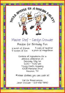 Personalized YOUNG CHEF COOKING BIRTHDAY Invitations  