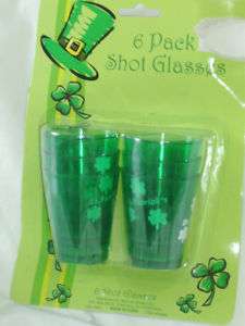 ST PATRICKS DAY 6 PACK SHOT GLASSES PLASTIC NEW  