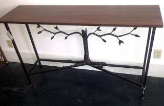 Wrought Iron  Mahogany Top Diego Giacometti Style Table  