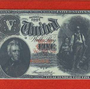 COPY of US CURRENCY 1907★ $5 WOODCHOPPER Paper Money CU  