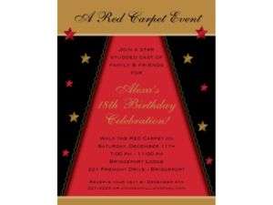 12 Custom Red Carpet Event Party Invitations  