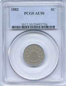 1882 Shield Nickel PCGS AU 50  