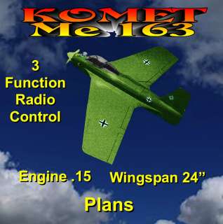   163 KOMET MODEL AIRPLANE PLANS INCLUDES BUILDING & SCALE NOTES  
