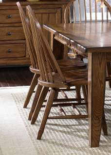 New Treasures Formal Dining Extension Leg Table Set Rustic Oak 7 Piece 
