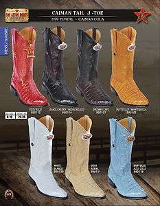   Toe Genuine Caiman Tail Mens Western Cowboy Boots Diff. Colors/Sizes