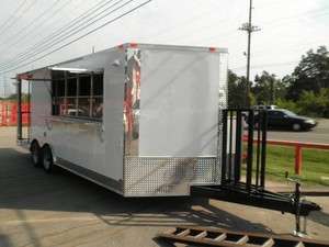   20 WHITE FOOD ENCLOSED CONCESSION BBQ EVENT ENCLOSED SMOKER TRAILER