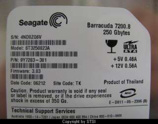 Seagate ST3250823A Barracuda 250GB IDE Hard Drive ~STSI  