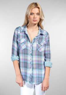 RAILS Kendra Gauze Shirt in Aqua/Magenta  