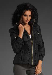 JUICY COUTURE Classic Puffer Jacket with Removable Faux Fur Hood in 