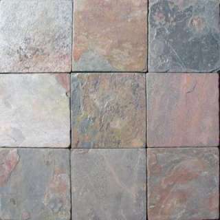   International 4 In. x 4 In.Tumbled Mutli Color Slate Floor & Wall Tile