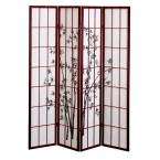  Bamboo 70.5 in. H x 70 in. W Cherry Wood 4 Panel 