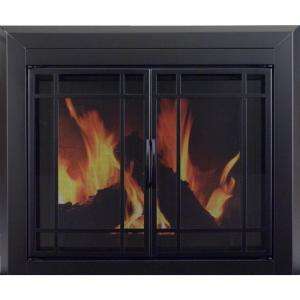 Easton Midnight Black Cabinet Style Large Fireplace Glass Door EA 5012 