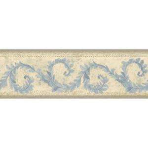 The Wallpaper Company 6.83 in X 15 Ft Blue Transitional Vine Border 