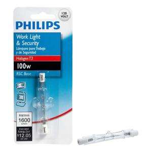 Philips 100 Watt Bulb T3 120 Volt Halogen Work  and Security Light 