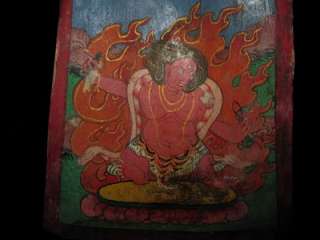 Old Nepal Tibet Buddhist Buddha Mahakhala Bone Thangka  