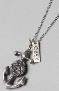 Obey The Anchor Knot Necklace in Silver Oxide  Karmaloop   Global 