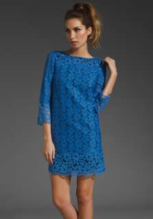 TIBI Katya Lace 3/4 Sleeve Dress in Cobalt  