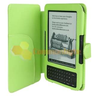Green Leather Pouch Skin Case Cover Wallet For  Kindle 3 3G 