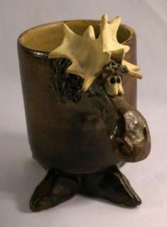 Vintage Art Pottery MOOSE Artist Shepard Face Mug 1993  