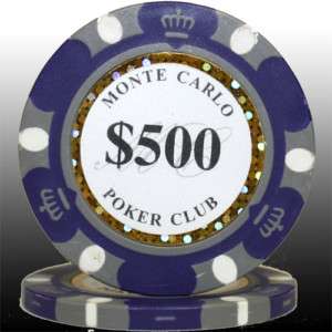50pcs 14g Monte Carlo Poker Club Poker Chips $500  