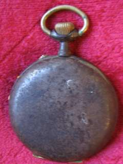 antik franz. Regulator Taschenuhr Emaille Bronze u1900  