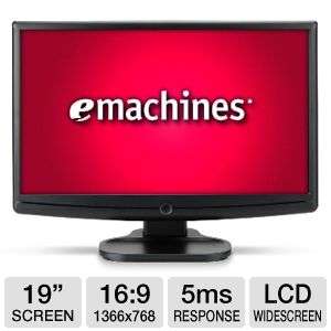 Emachines E180HV 19 Class Widescreen LCD Monitor   720p, 1366x768, 16 