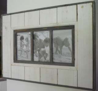 3er Bilderrahmen Holz Shabby Weiß Beige Grau Foto 49x35cm Landhaus 