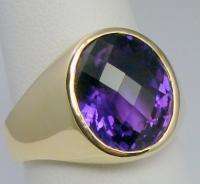 MENS RING ANTIQUE VINTAGE DECO STYLE AMETHYST 10K YELLOW GOLD  