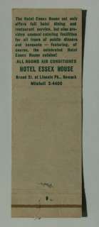 1950s Hotel Essex House Newark NJ Essex Co Matchbook  