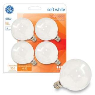 GE 40 Watt Soft White G16.5 Globe Incandescent Light Bulb (4 Pack 