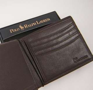 Nwt $75 Authentic Polo Ralph Lauren Mens Passcase Wallet Brown + Gift 
