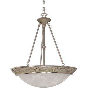   Pendant with Alabaster Swirl Glass Shades Finished in Brushed Nickel