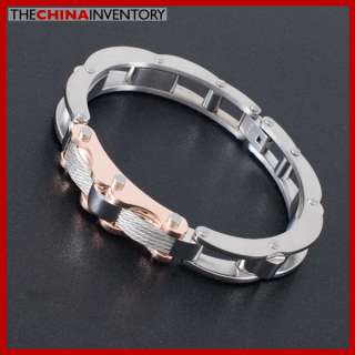 ROSE GOLD STAINLESS STEEL CABLE CUFF BRACELET B1621  