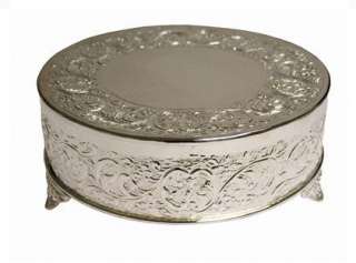 18 Silver Embossed Round Wedding Cake Plateau Stand  