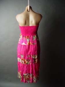 PINK Floral Tiered Halter OR Strapless Dress OR Skirt M  