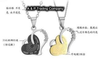 JN09 Stainless Steel Charm Love Heart Couple Necklace  