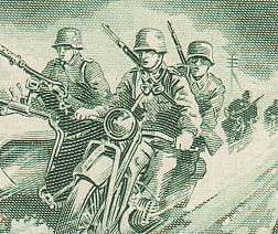 German WW II ** Nazi ** Stamp ** Motocycle Machine Gun ** Mnh  