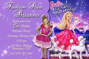 Barbie Fashion Fairytale Birthday Party Invitation  