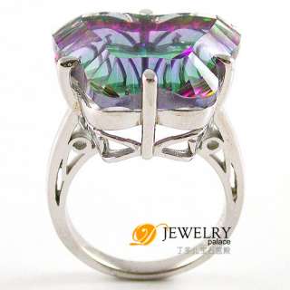 20ct Rainbow Colored Topaz Ring 925 Sterling Silver BUTTERFLY HUGE 