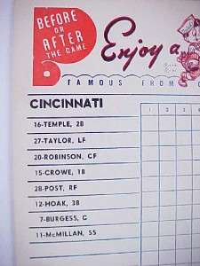 RARE 1957 Redlegs Baseball Scorebook Reds vs Philadelphia Crosley 