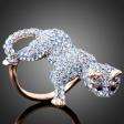 Cute Blue Swarovski Crystal Cat 18K Gold GP Finger Ring