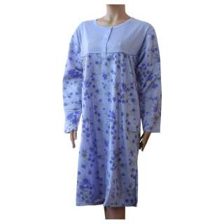 Damen Nachthemd herrlich warm mit floralem Muster in 10 verschiedenen 