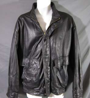 Vtg ~ MEMBERS ONLY LEATHER BOMBER JACKET lined size XL black  