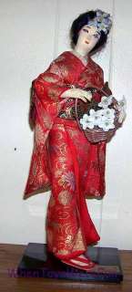 Vintage 50s Japanese Geisha Doll Hanakago Nishi  