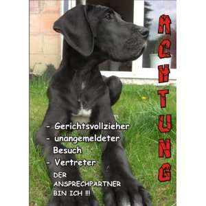   A4 laminiert ACHTUNG Hund Deutsche Dogge  Küche & Haushalt