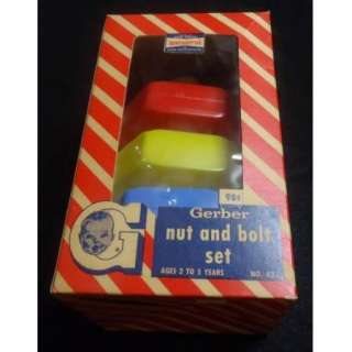 c1950s GERBER Vintage Baby Toy   Nut and Bolt Set + Box  