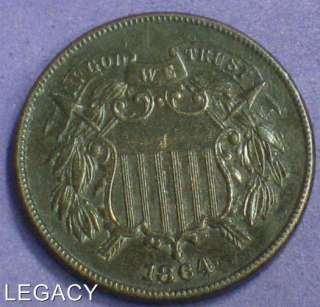 1864 U.S. 2¢ CENT PIECE BETTER DATE NICE AU PIECE (IS+  