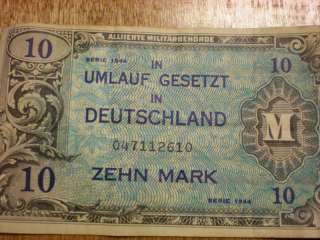 WW II 1944 German Zehn, 10 Ten Mark  