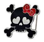 Girly Skull and Crossbones with Bow Belt Buckle Painted Metal Cute 