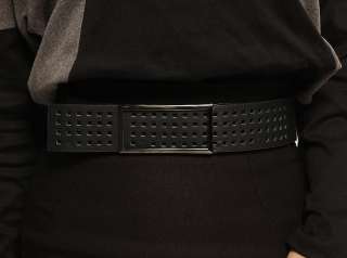   Perforated Faux Leather Stretch Waist BELT Chic Push Stud Buckle